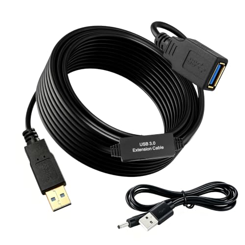 XBOHJOE USB3.0 Active Extension Cable 30FT：USB Repeater with Signal Booster Long USB 3.0 Extender A-Male A-Female Cord for Oculus Rift Quest Link Xbox 360 Kinect PlayStation Webcam (30FT) - size: 30FT