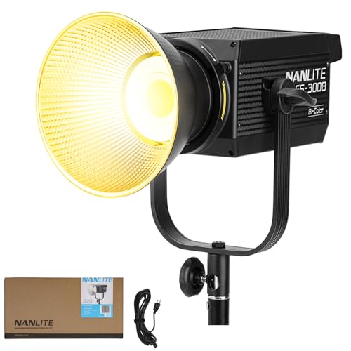 Nanlite FS-300B 350W Bi-Color LED Video Light, 2700K-6500K LED Spotlight, CRI 96+, Bowens Mount, App Control, Professional Lighting for Photography, Video, YouTube & Live Streaming
