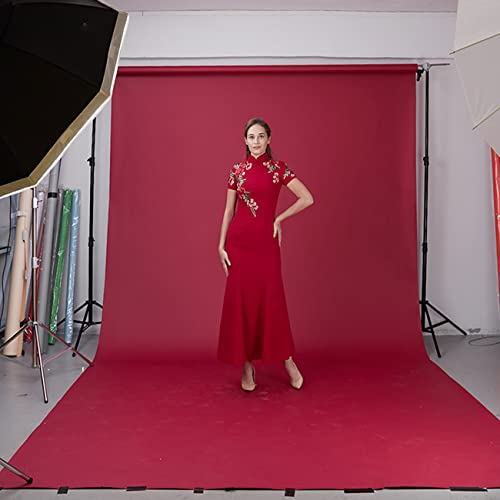 Yizhily Seamless Photo Photography Background Paper Backdrop for Photoshoot, Videos, YouTube, Livestream, 107" x36', Scarlet - color: Scarlet