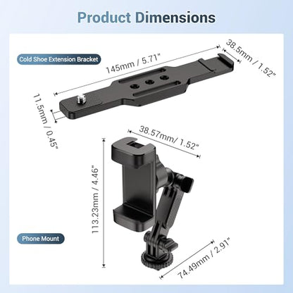 JJC Pocket 4 Phone Holder Mount with Ball Head, 1/4" 20 Screw & Thread, Phone Mount for Insta360 X5 X4 X3 / Pocket 4/3 / Xtra Muse Accessories, Compatible with Arca-Swiss Standard, Tripod - color: Black -Clip Version