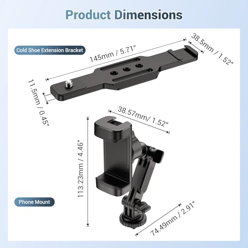 JJC Pocket 4 Phone Holder Mount with Ball Head, 1/4" 20 Screw & Thread, Phone Mount for Insta360 X5 X4 X3 / Pocket 4/3 / Xtra Muse Accessories, Compatible with Arca-Swiss Standard, Tripod - color: Black -Clip Version