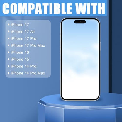 2pcs Front Camera Cover Slide, Ultra Thin Webcam Cover Front Phone Camera Protection to Protect Privacy and Security Compatible with iPhone 15 16 17 Air 14 17 Pro Max (Black)