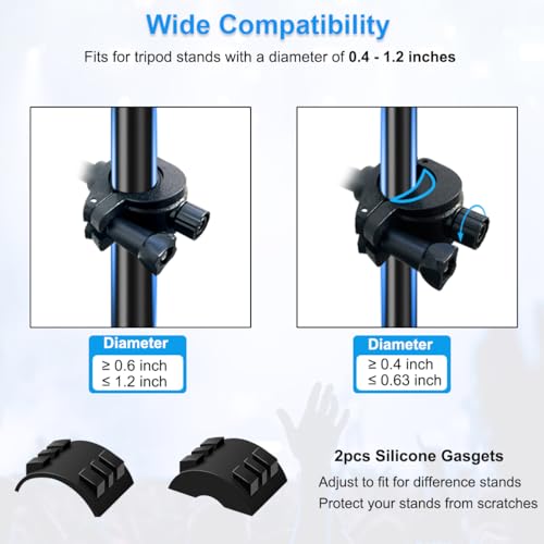 2 Pack Microphone Stand Phone Holder, JCWNIY Universal Mic Stand Phone Holders Adjustable 360° Swivel Phone Holder for Mic Stand Phone Clip Clamp Mount for iPhone, Android, Any Smartphones - style: Two Pack