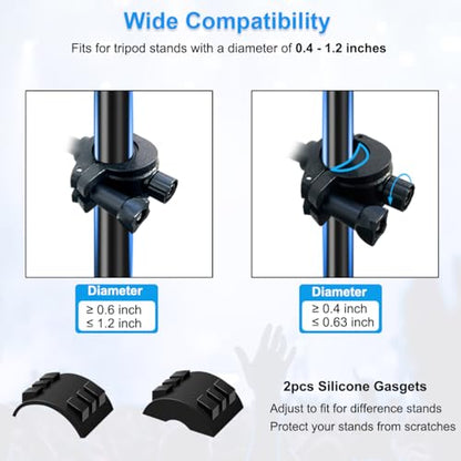 2 Pack Microphone Stand Phone Holder, JCWNIY Universal Mic Stand Phone Holders Adjustable 360° Swivel Phone Holder for Mic Stand Phone Clip Clamp Mount for iPhone, Android, Any Smartphones - style: Two Pack