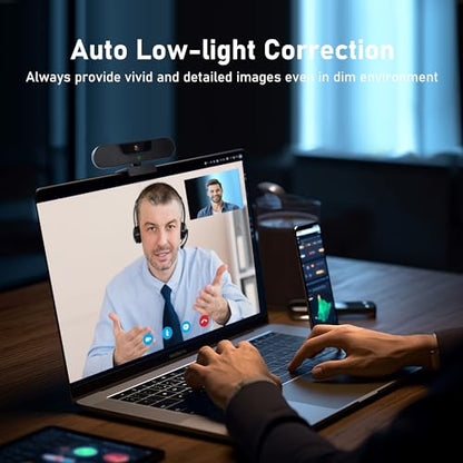 1080P 60FPS Webcam, VIZOLINK FHD computer video camera with 4 Noise-canceling Microphone, Privacy Cover and Tripod for PC/Mac, Work with Live Streaming, Gaming, Video Calls, ZOOM, Skype, OBS, Facetime - style: 2K/75°FOV
