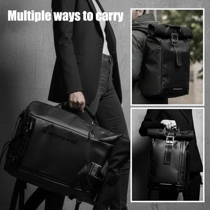 Besnfoto Waterproof Camera Backpack, Rolltop Photography Bag for Photographers, Expandable DSLR Mirrorless Case with 15.6" Laptop Compartment, Quick Side Access & Tripod Holder for Hiking Travel - color: Black Ii