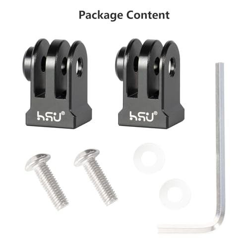 HSU Aluminum Alloy GoPro Tripod Mount Adapter for GoPro Hero 13/12/11/10/9/8/7/6, Mini 1/4-20 Metal Monopod Mount for AKASO Campark and Other Action Cameras (Black)