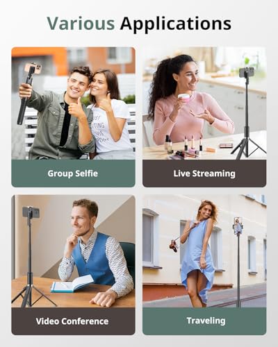 Sensyne 63" Selfie Stick Tripod, Extendable Phone Tripod with Wireless Remote Compatible with Cell Phones for Selfies, Photography,Video, Live Stream - size: 63in