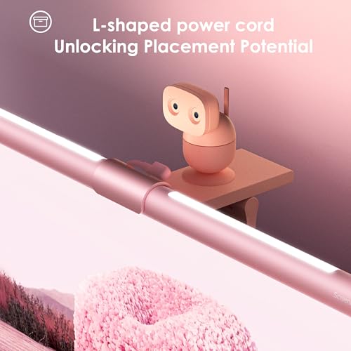 Quntis Pink Monitor Light Bar with Remote, Eye-Care No Glare, Space Saving Computer Desk Lamp As Gifts for Girls, Stepless Dimming, Modern Aesthetic Desk Light Bar for Home Office Gaming Reading - color: Pink