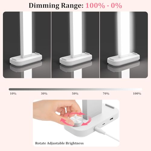 iVict Nail Desk Lamp, 34" Nails Tech Light with Phone Stand, 0-100% Adjustable Brightness, 3000K-6000K Color Temperature Led Desk lamp for Nail, Tattoos, Eyebrows, Beauty - style: White Nails Tech Light