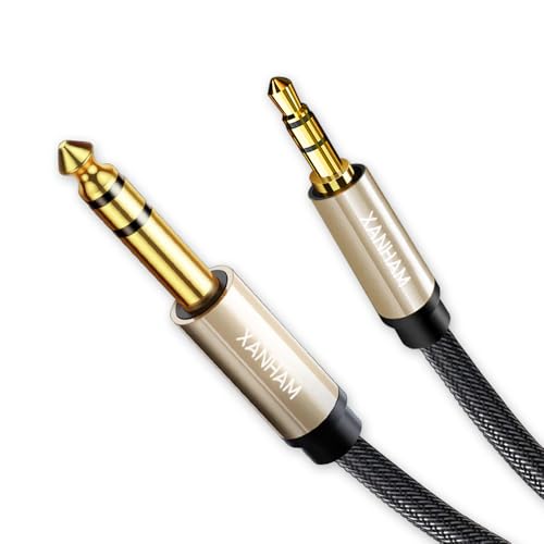 3.5mm to 1/4 Stereo Audio Cable 3.3 Feet /1M, 1/8" to 6.35mm 1/4" TRS Male Aux Cord Double Shielded with Braiding for Guitar, Amplifiers, PC, Home Theater, Speaker, etc. - size: 3.3 Feet