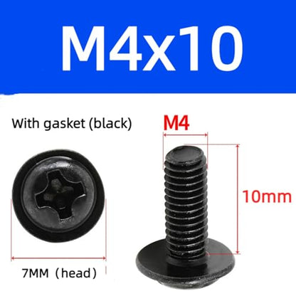 20 PCS Vesa Screws, VESA Compatible M4x10mm TV/Monitor Wall Mount Screws for 75x75mm and 100x100mm Brackets. Phillips Head M4 x 10mm Black with Washers - size: M4, style: 20 PCS