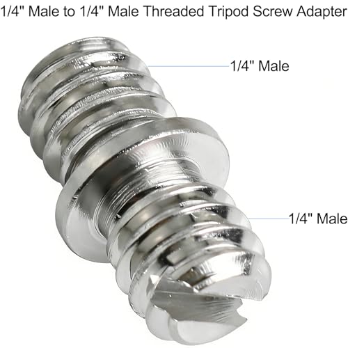 4PCS Stainless Steel 1/4-20 Male to 1/4-20 Male Double Male Thread Adapter Camera Screw Converter with Slotted Head for Tripod Monopod Ball Head Camera Mount - size: 1/4-20 male to 1/4-20 male