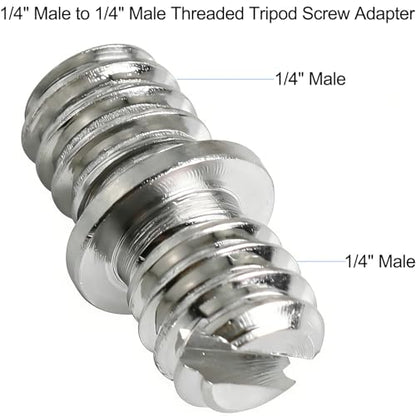 4PCS Stainless Steel 1/4-20 Male to 1/4-20 Male Double Male Thread Adapter Camera Screw Converter with Slotted Head for Tripod Monopod Ball Head Camera Mount - size: 1/4-20 male to 1/4-20 male