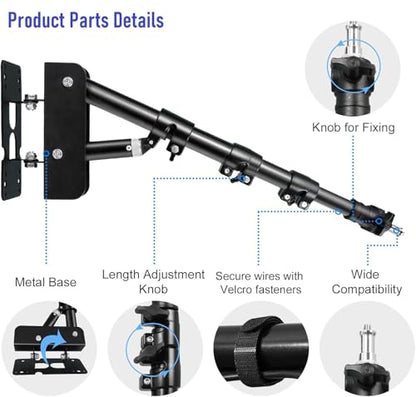 Microphone-Ceiling-Stand,Telescoping Mic Wall-Mount Boom Arm compatible with Shure MV7,MV6,SM7B,SM58,SM57,SM4,SM7dB Microphones for Podcast, Streaming, Gaming & Studio Recording
