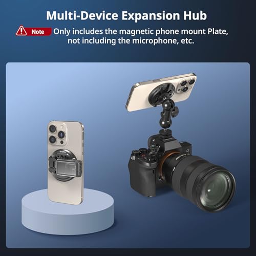 SMALLRIG Magnetic Phone Mount Plate for iPhone 17/16/15, with Cold Shoe Mount & 1/4"-20 Threaded Hole, for DJI Mic 2, Ball-Head Selfie Sticks, Vlogging, Live Streaming, Smartphone Filming-5155 - size: Phone Mount Plate