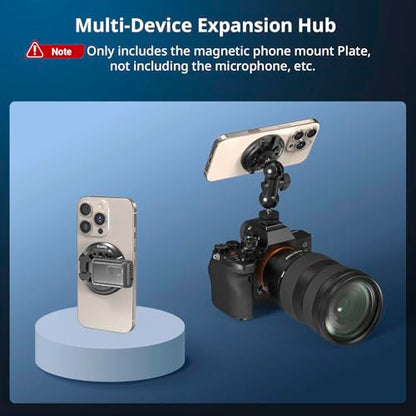 SMALLRIG Magnetic Phone Mount Plate for iPhone 17/16/15, with Cold Shoe Mount & 1/4"-20 Threaded Hole, for DJI Mic 2, Ball-Head Selfie Sticks, Vlogging, Live Streaming, Smartphone Filming-5155 - size: Phone Mount Plate