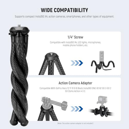 NEEWER Magnetic Flexible Phone Tripod Compatible with Magsafe iPhone 15 Pro Max 14 Series Android, Mini Vlog Cellphone Tripod Stand with Ball Head for Stroller Bike Motorcycle Tube Round Objects, TP33 - style: TP33