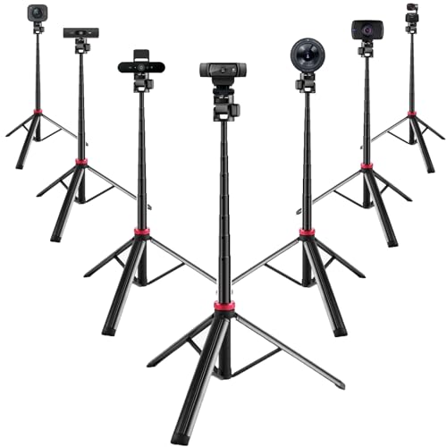 80'' Webcam Floor Tripod Stand Holder for Logitech C920x/MX Brio 4K/C922x/C930e/Brio 501/StreamCam Webcams/iPhone 17 16 15 14/Samsung S26 S25 S24 S23 Smartphone,Compatible with Gopro Action Cameras