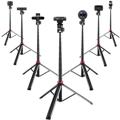 80'' Webcam Floor Tripod Stand Holder for Logitech C920x/MX Brio 4K/C922x/C930e/Brio 501/StreamCam Webcams/iPhone 17 16 15 14/Samsung S26 S25 S24 S23 Smartphone,Compatible with Gopro Action Cameras