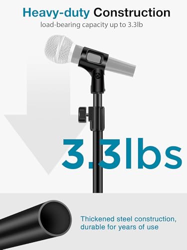 InnoGear Desktop Microphone Stand, 2 Pack Upgraded Adjustable Table Mic Stand with Mic Clip and 5/8" Male to 3/8" Female Screw for Blue Yeti Snowball Spark & Other Microphone