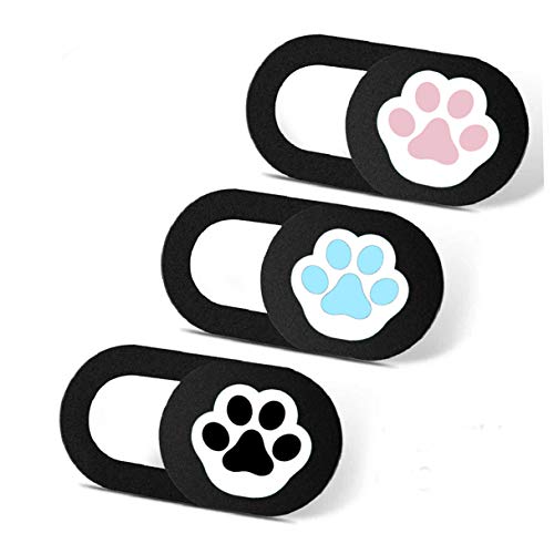 Webcam Cover 3 Pack Slide Ultra Thin Laptop Camera Cover for Echo Show, Phone, Computer, Tablet, Mac Air, Chromebook, PC - Paw Paw Black - color: Paw 3