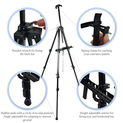 NS JYMB Black 4 Pack 17-66 Inch Art Easel Stand for Painting and Sign | Four 17-66 inch metal tripod easels for display stand, canvas holder, floor and poster board use - style: 66Black 4pack