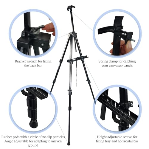 NS JYMB Black 2 Pack Adjustable Art Easel Stand for Painting and Sign | Two 17-66 inch metal tripod easels for display stand, canvas holder, floor and poster board use - style: 66Black 2pack