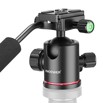 Neewer Heavy Duty Camera Tripod Ball Head with Handle and 1/4 inch Quick Shoe Plate, 360 Degree Panoramic Head for Tripod, Monopod, Slider, DSLR Camera, Camcorder, Load up to 17.6 pounds/8 kilograms - style: GM-HD