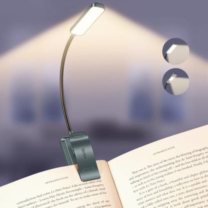 Gritin 2026 Gen 2 Book Light for Reading- 30 Eye Caring Full Spectrum LED | 5 Colors & 5 Brightness, Adjustable Wide/Narrow Beam, Upgrade 1500mAh Long-Lasting Rechargeable Clip on Light-Sea Blue - color: Sea Blue