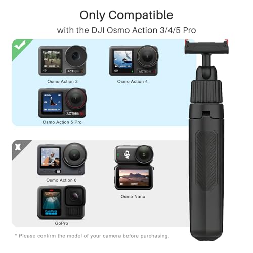 15.7" Extendable Magnetic Selfie Stick Tripod for DJI Osmo Action 5 Pro 4 3 Accessories, Portable Vlog Grip Stand with Dual-Lock Buckle, 360 Rotate Ball Head for Vertical Shooting, Black - size: Action 5 Pro/4/3