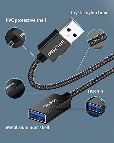 USB Extension Cable, A Male to A Female Cord, USB 3.0 Extender Compatible for PS4, PC, Laptop, TV, Headphone, Hard Drive, Keyboard, Mouse, Printer, Webcam (4FT/1.2M, Black) - size: 4 feet
