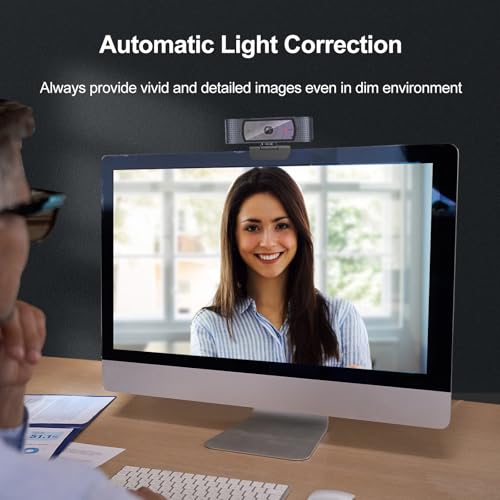 Angetube 1080P Webcam, Computer PC Camera for Laptop with Privacy Cover | 2 Microphone, Plug & Play, USB Type-A & A-to-C Adapter, 78° FOV, Suit for Online Calling, Zoom/Teams/YouTube/Google Meeting
