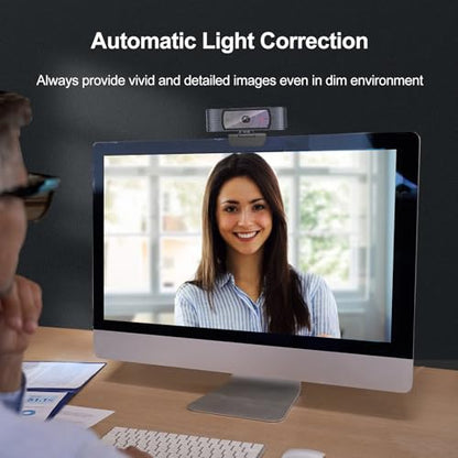 Angetube 1080P Webcam, Computer PC Camera for Laptop with Privacy Cover | 2 Microphone, Plug & Play, USB Type-A & A-to-C Adapter, 78° FOV, Suit for Online Calling, Zoom/Teams/YouTube/Google Meeting