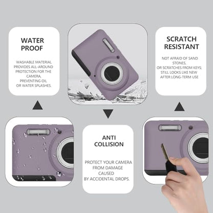Case for Kodak PIXPRO FZ55,FZ55 accessories,Soft Silicone Protective Case,Comes with 2 Screen Protectors and 1 Wrist Strap - Rose grey - color: Rose grey
