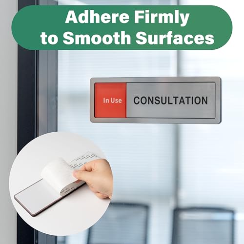 Consultation Room Door Sign with Slider, Do Not Disturb Privacy Office Sign, In Use/Available Acrylic Sliding Indicator for Business Hospital Home, Brushed Silver 8" x 2.6" - style: CONSULTATION
