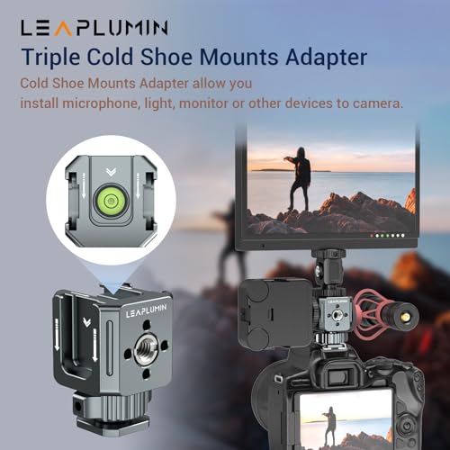 Triple Cold Shoe Mounts Adapter, 3/8'' Screw Hole to 1/4'' Screw Hole, Aluminum Alloy Hot Shoe Extension Bracke for DSLR Camera Flash Light, Monitor, Microphone-Gray - color: Gray