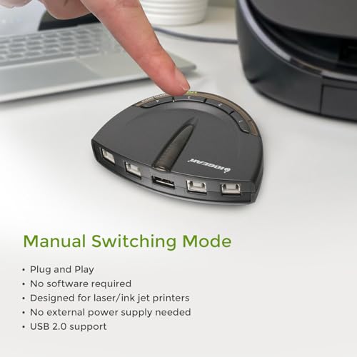 IOGEAR 4-Port USB 2.0 Automatic Printer Switch, GUB431 - size: 4 Computer