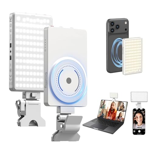 SmallRig M3 Magnetic Selfie Phone Light with Clip, 120 LEDs 2000mAh Rechargeable, 2700K-6500K, Portable Content Creators Fill Light for Video Recording, for iPhone/Laptop/Camera/Webcam (White) - 5640 - color: White