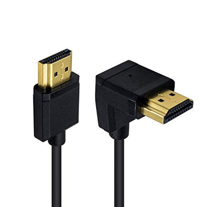 Duttek Down Angle Coiled HDMI Cable 4FT/1.2M, Extreme Thin 90 Degree HDMI Male to Male Coiled Cable for 3D and 4K@60hz Ultra HD TV Stick for PS5, Blu-ray, Roku TV, Xbox Series X/S - size: Down Angled Male to Male 4FT/1.2M