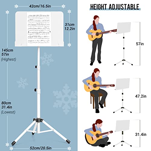 CAHAYA Sheet Music Stand & Tabletop Music Stand Solid Back with Carrying Bag for Books Notes Laptop Tablet White CY0194 - color: White, size: Standard Version