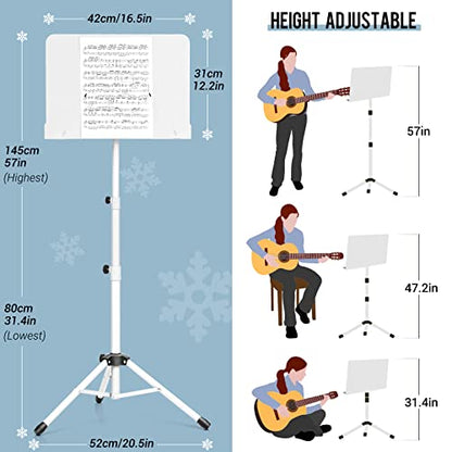 CAHAYA Sheet Music Stand & Tabletop Music Stand Solid Back with Carrying Bag for Books Notes Laptop Tablet White CY0194 - color: White, size: Standard Version