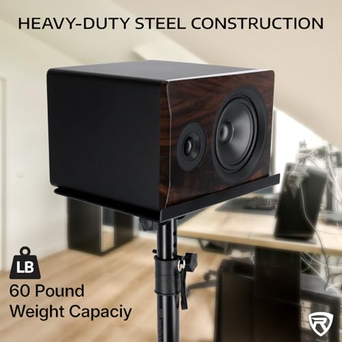 Rockville DMS75 Pair Studio Monitor Speaker Stands, Desk Clamp, 15 Degree Adjustable Tilt, 6 Height Positions, Silicone Anti-Slip Pad | 15 Degree Tilt, 360 Degree Rotation, Silicone Grip, Tool-Less Assembly, 6-Position Height, 60 lb Capacity