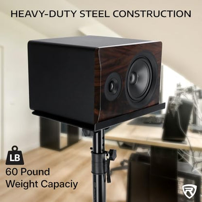 Rockville DMS75 Pair Studio Monitor Speaker Stands, Desk Clamp, 15 Degree Adjustable Tilt, 6 Height Positions, Silicone Anti-Slip Pad | 15 Degree Tilt, 360 Degree Rotation, Silicone Grip, Tool-Less Assembly, 6-Position Height, 60 lb Capacity