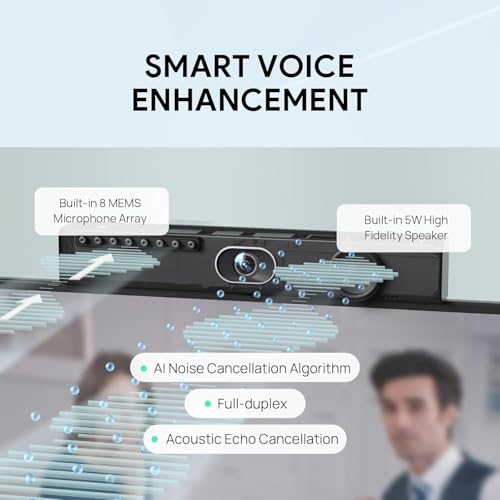 Yealink UVC40 E2 USB Conference Room Camera System 4K Video Conference Camera 120° Wide-Angle Lens 8 Microphone 5W High-Fidelity Speaker Auto Framing Speaker Tracking Compatible with Microsoft, Zoom