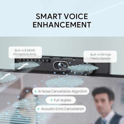 Yealink UVC40 E2 USB Conference Room Camera System 4K Video Conference Camera 120° Wide-Angle Lens 8 Microphone 5W High-Fidelity Speaker Auto Framing Speaker Tracking Compatible with Microsoft, Zoom