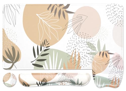 Keyboard Wrist Rest Large Mouse Pad Wrist Support for Computer, 4 in 1 Memory Foam Keyboard Pad Desk Mat Ergonomic Hand Rest Wrist Cushion for Home Office Gaming - Minimalist Plant - color: Minimalist Plant