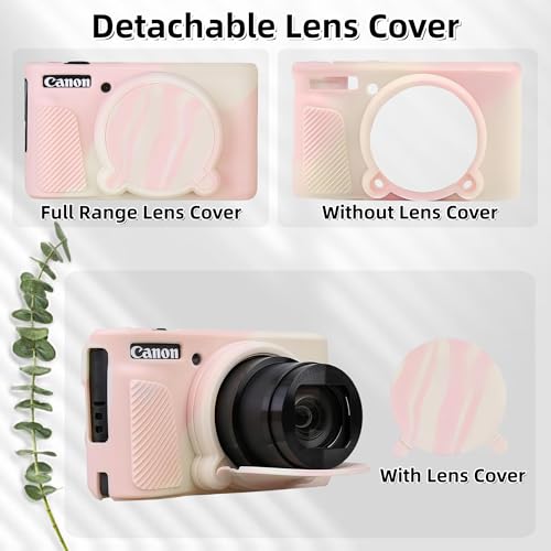 Camera Case for Canon PowerShot SX740/ SX730 Digital Camera,SX740 HS Case, Soft Silicone Protective Case Removable Lens Cover,Comes with 2 Screen Protectors and 1 Wrist Strap. (Mist Pink) - color: Mist Pink