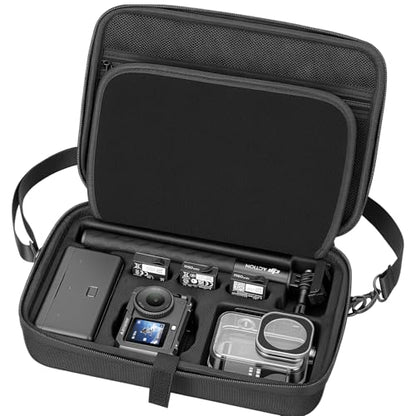 AMAZEAR Carrying Case for DJI Osmo Action 6 Accessories, Compact Hard Shell Carry Bag with Shoulder Strap, Portable Camera Case for Travel, Organization, Storage, Protection, Black