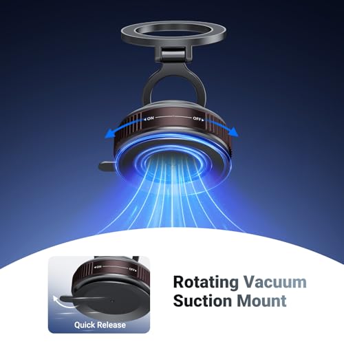 NEEWER Vacuum Suction Cup Mount, 360° Adjustable Magnetic Cell Phone Holder Stand Compatible with MagSafe iPhone, Quick Release for Your Car POV Dash Windshield Gym Desk Video Recording, PA138 - style: PA138